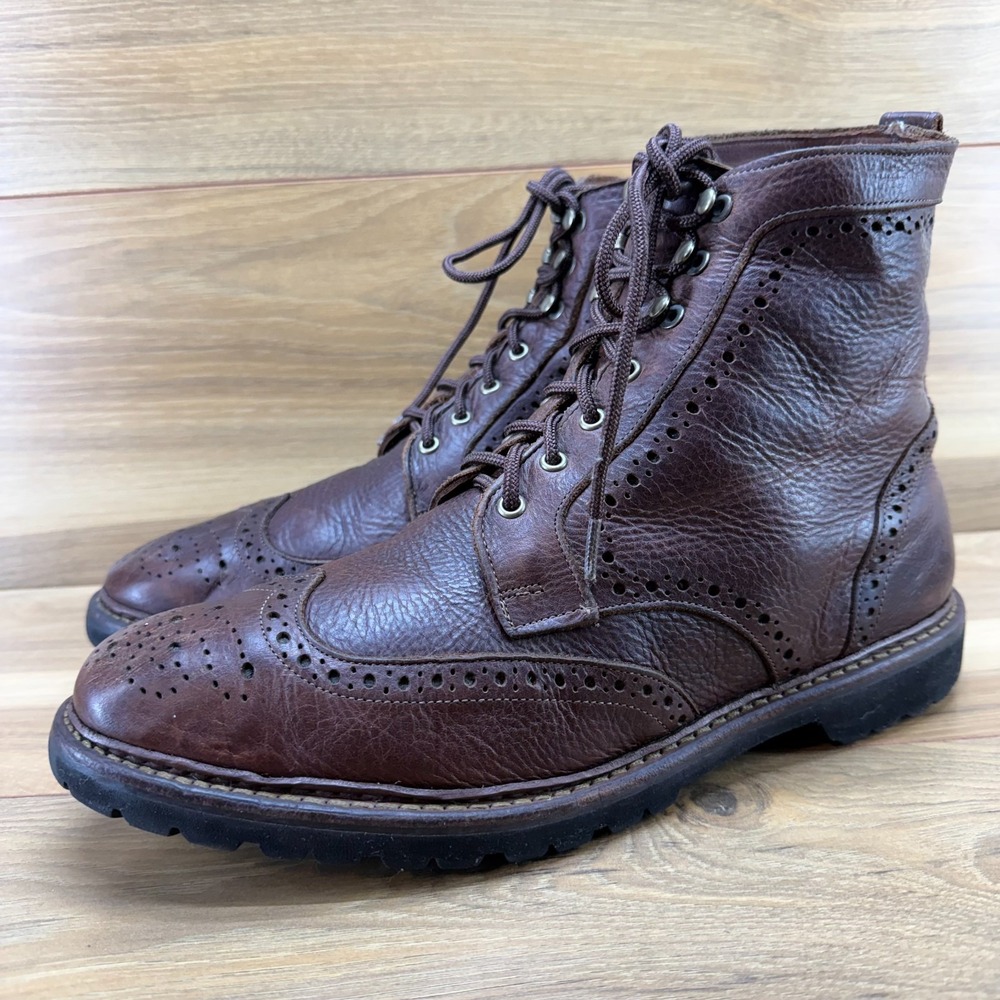 Allen Edmonds Long Branch Wingtip Boots 12 D Brown Leather Heritage Business
